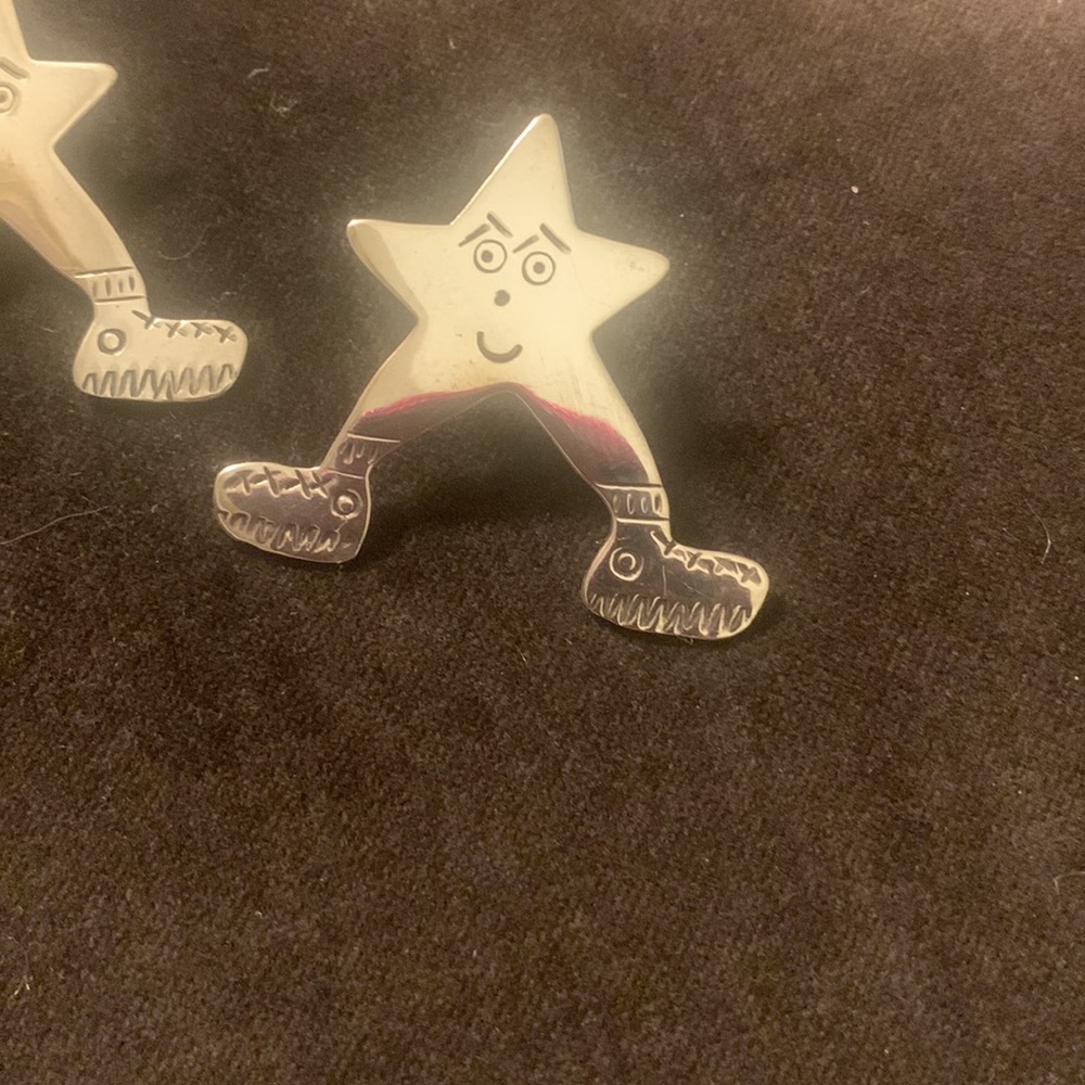 Sterling silver pickle ball stars earrings. - Picture 3 of 9